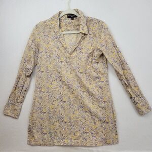 Brooks Brothers Womens Liberty Art Fabric Tunic Sz Small Yellow Purple Paisley